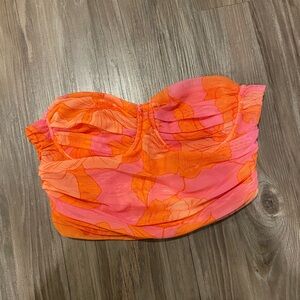 Pink and Orange floral print crop top